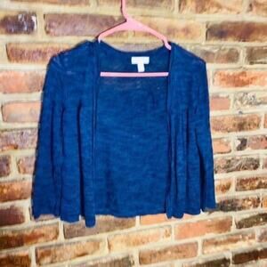Charter Club Blue Burnout Open Front Cardigan Sweater Women's Size Small Petite